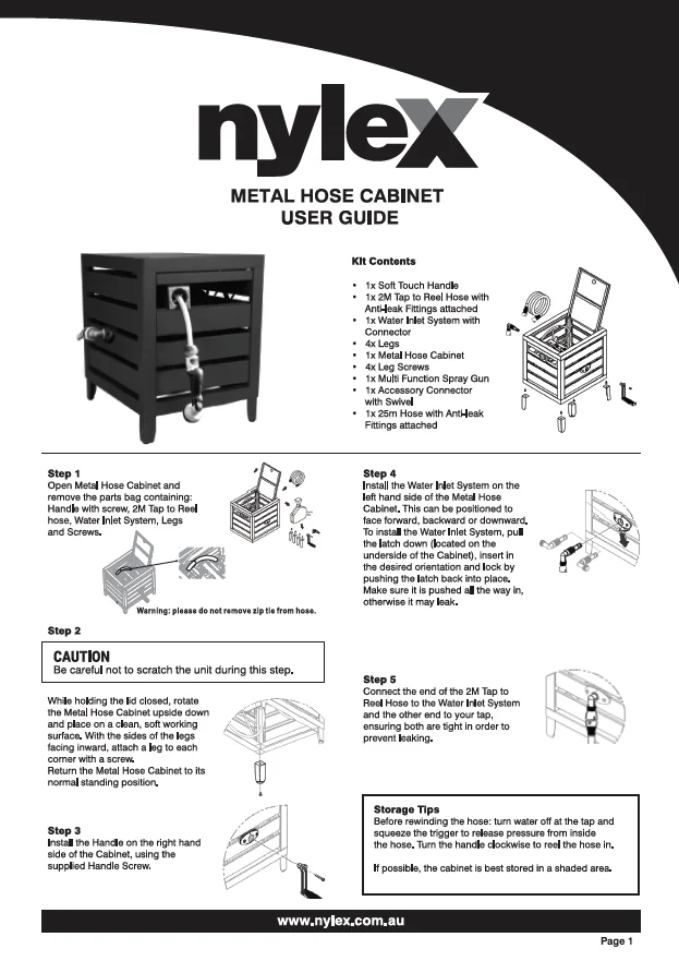 Product Manual: Metal Hose Cabinet - Nylex